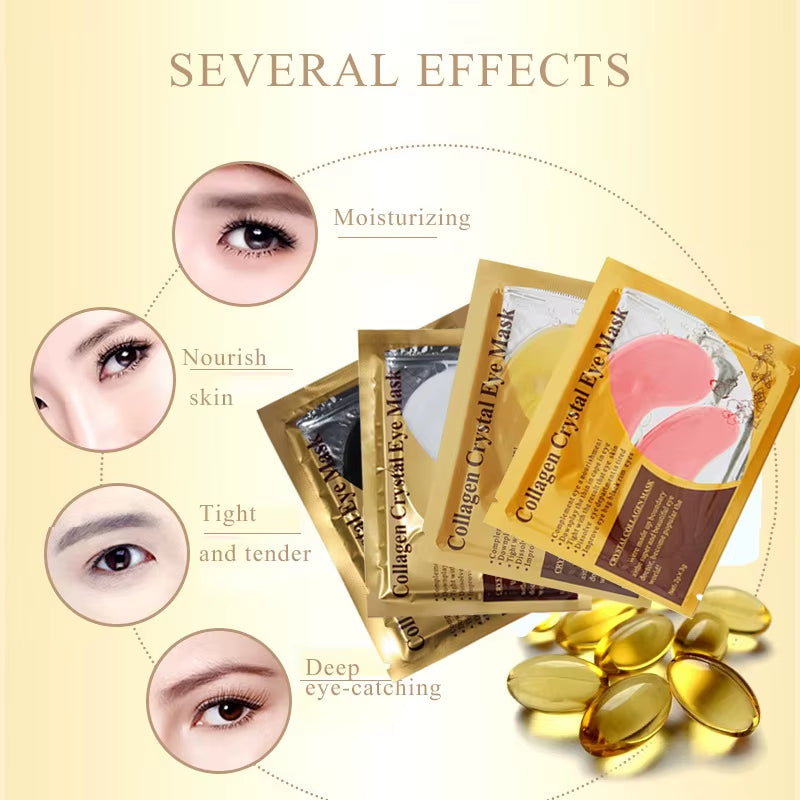 40Pcs=20Pairs Gold Collagen Crystal Eye Mask anti Dark Circles under the Eyes Firming Eye Patches Moisturizing Eyes Skin Care